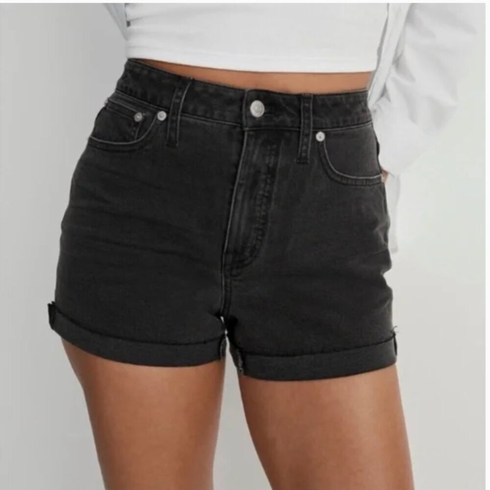 Madewell High-Rise Denim Shorts Black Stretch